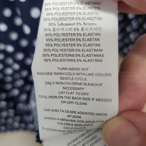 Michael Kors Navy Polka Dot Elastic Waist Bell Sleeve Blouse Size PL - Picture 6 of 7